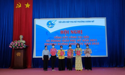 Tham dự Hội nghị tổng kết công tác Hội và phong trào Phụ nữ phường Chánh Mỹ năm 2021