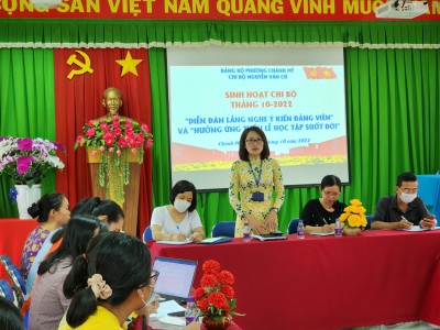 Sinh hoạt chi bộ tháng 10/2022 - Diễn đàn lắng nghe ý kiến Đảng viên và tuần lễ hưởng ứng học tập suốt đời