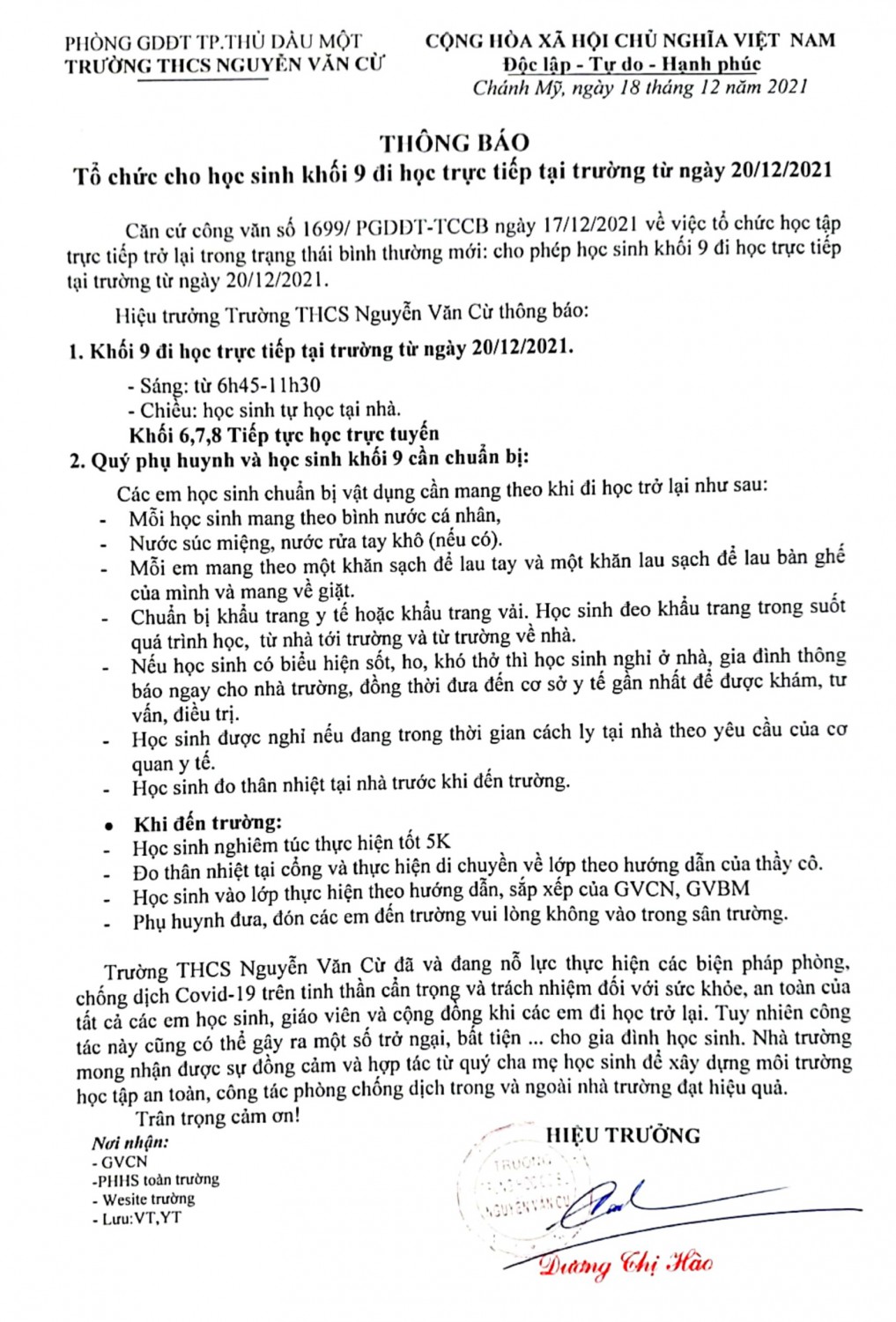 Học trực tiếp K9