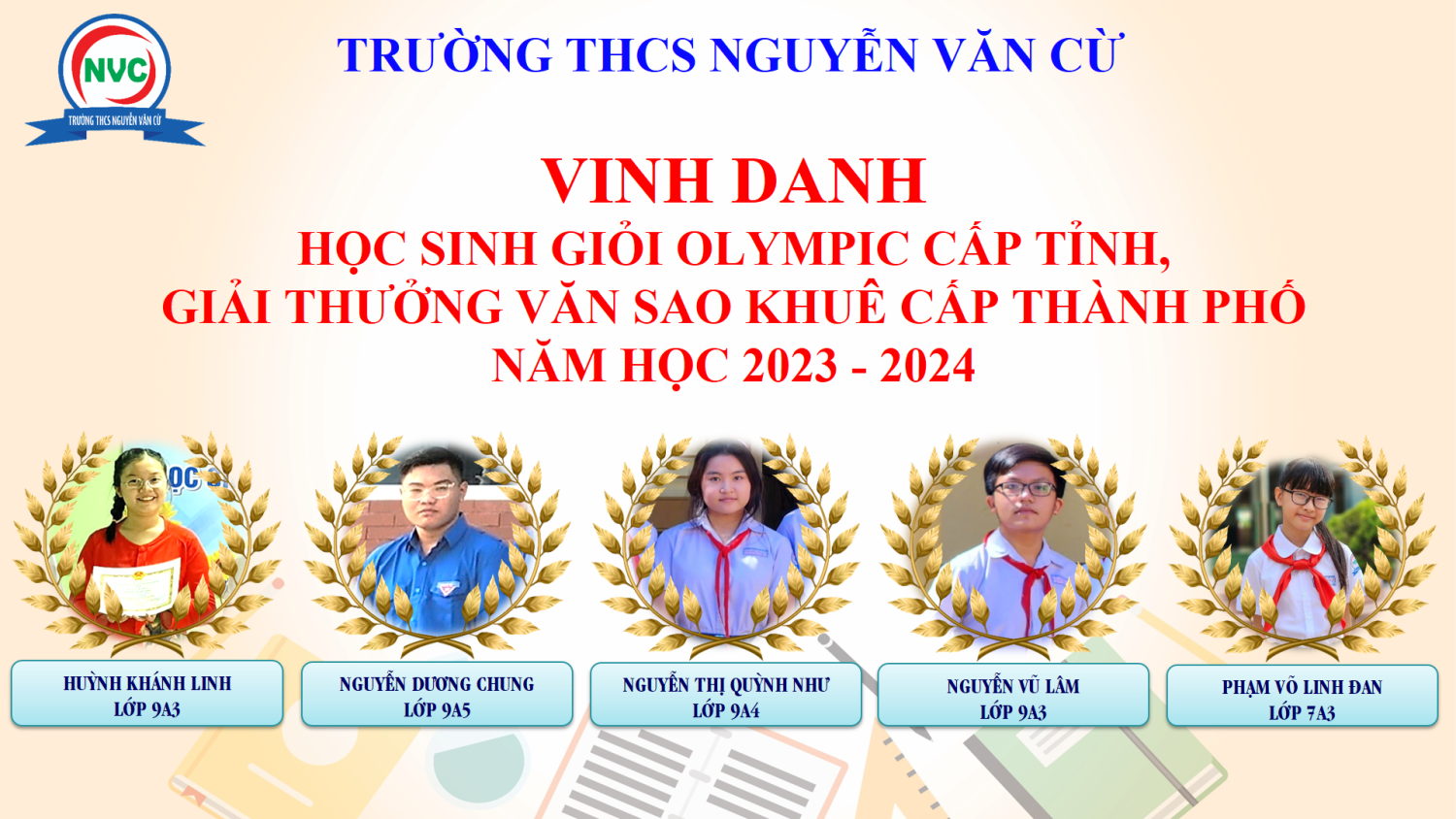 Vinh danh học sinh đạt học sinh giỏi Olympic cấp tỉnh, giải thưởng Văn Sao Khuê cấp thành phố năm học 2023-2024